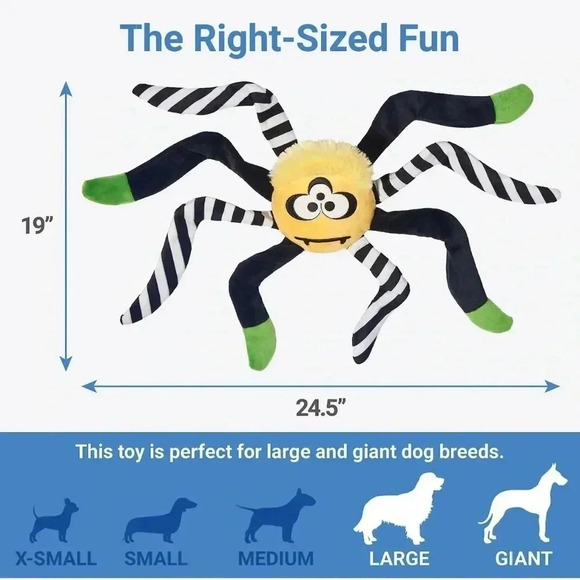 Frisco Dog Pet Halloween Spider Plush Squeaky Crinkle  Toy - Picture 2 of 2